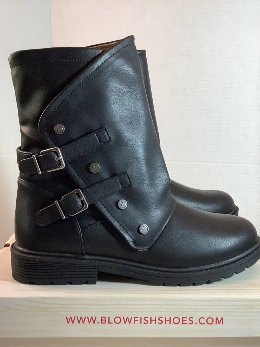 NWT Blowfish Malibu Kids black leather moto boots  big girls 3 or‎ ladies 5.
